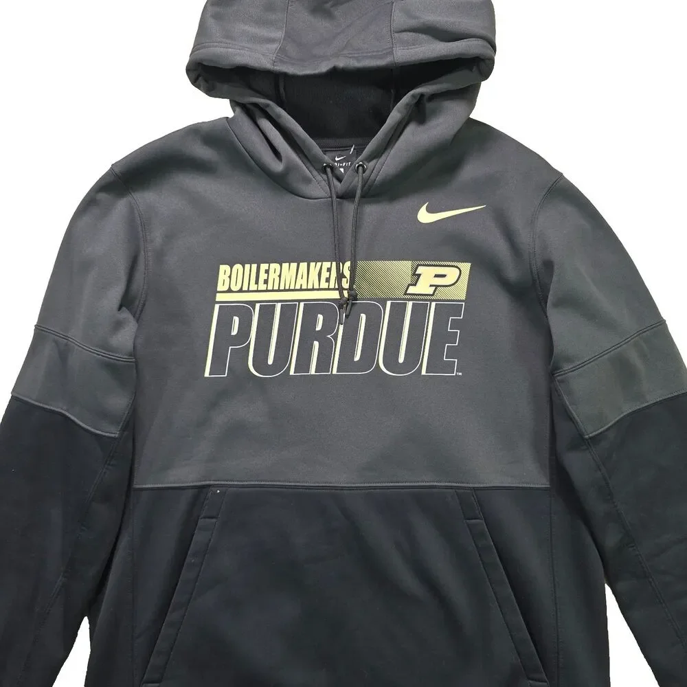 Purdue Boilermakers Hoodie Men's L Gray Black Nike On Field Sweatshirt NCAA
